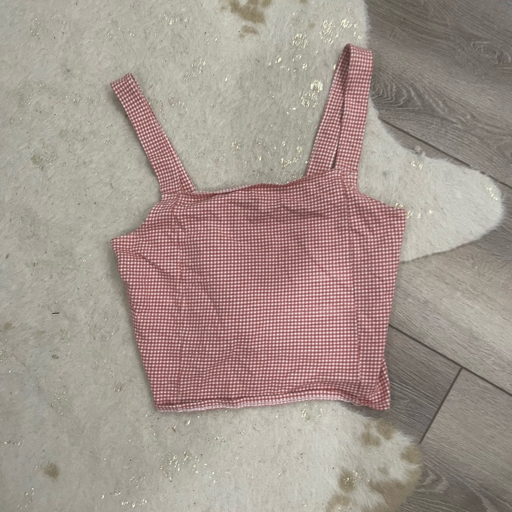 American Eagle gingham red crop top